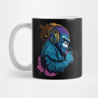 gorilla listening to music Mug